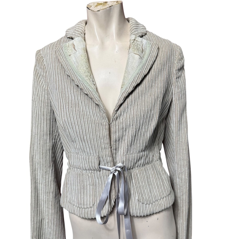 Class Roberto Cavalli Y2K Corduroy Blazer Gold Brocade Leopard Lining Tan 8